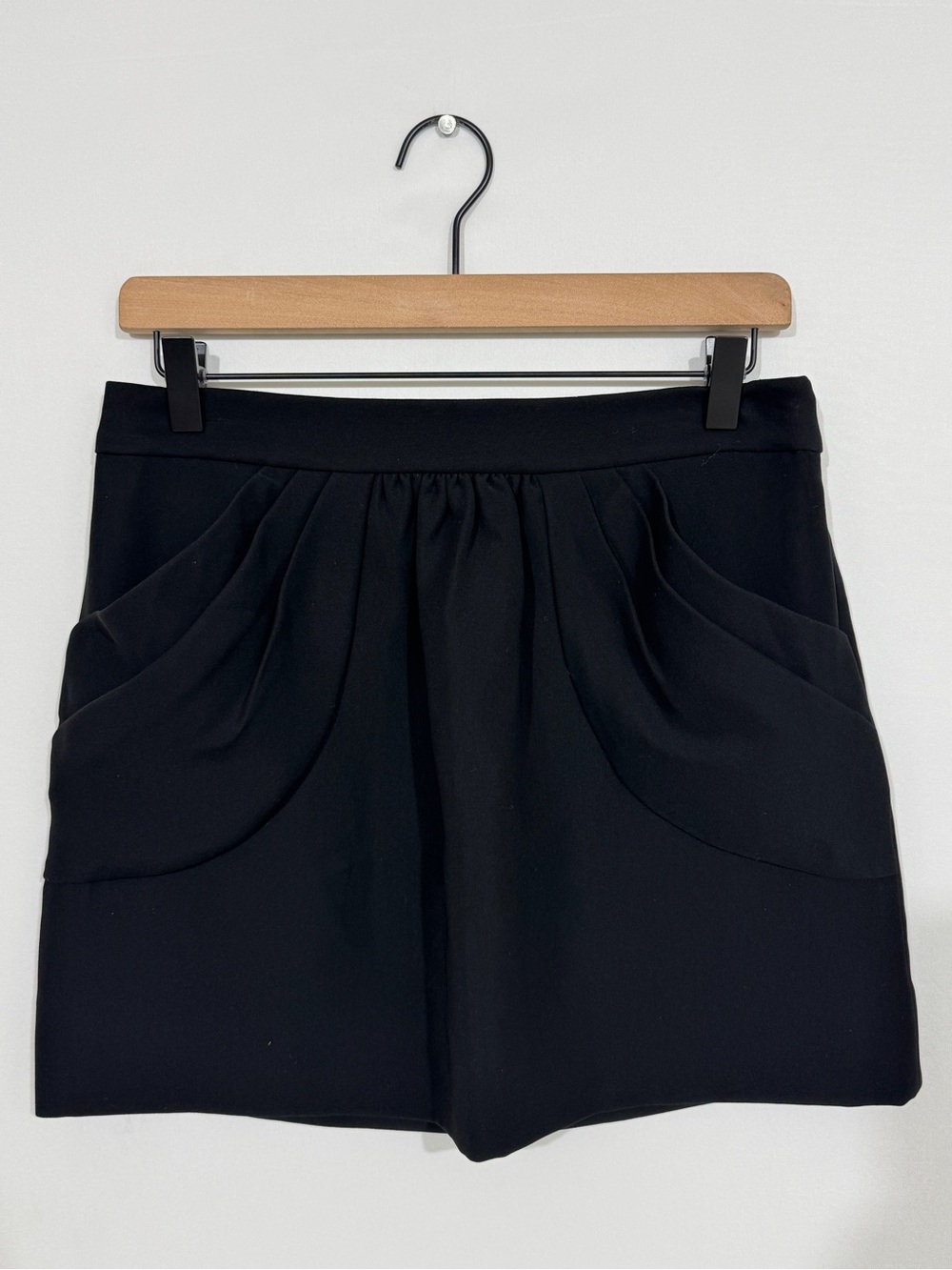 WSK11 {J. Crew} Black Ruffle Layered Tiered Pockets Micro Mini Skirt